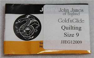 John James Gold N Glide Size 9 Quilting Needles 10 pk 783932202765 
