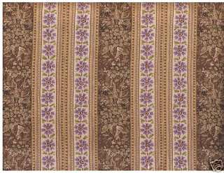 Quilt Quilting Fabric Wellington Floral Stripe Brown  