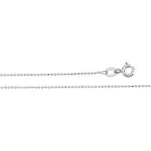   14K White Gold Solid Bead Chain. 18 Inch Solid Bead Chain In 14K White