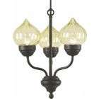   Outdoor Chandelier with Ribbed Green Glass   Oil Rubbed Bronze Finis