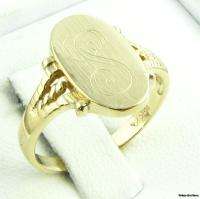MONOGRAM RING   Solid 10k Yellow Gold Engraved Letter Initial S Estate 