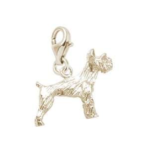   Charms Schnauzer Charm with Lobster Clasp, Gold Plated Silver Jewelry