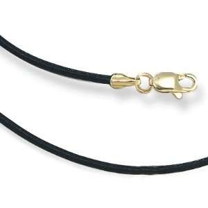    Leather Necklace with 14k White or Yellow Gold Clasp Jewelry