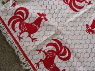 Vtg Retro Royal Terry Rooster Picnic Tablecloth Bench Covers Cotton 