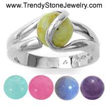 8mm Silver Interchangeable Marble Ring Stone Rings  