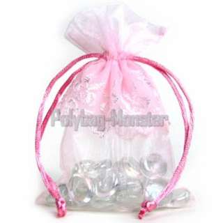 50 LACE Pink Organza Jewelry Pouches Gift Bags 3.5X5.5  