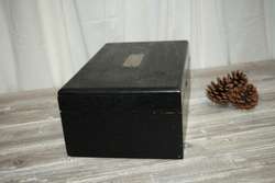   Black Wood Keepsake Box or Document Box Brushed Silver Hardware  