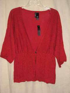 NWT Misses BISOU BISOU Tango Red Holiday Sweater/Jacket  