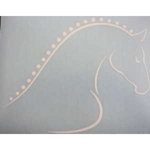  White Line Art Braided Mane Horse Vinyl Car Decal Sticker Automotive