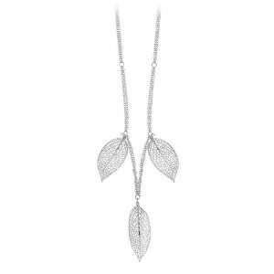   Necklace Three Thin Laser Cut Leaves   Size 19 Inches Long Jewelry
