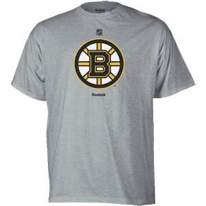  Reebok Boston Bruins Primary Logo T shirt   Ash Sports 