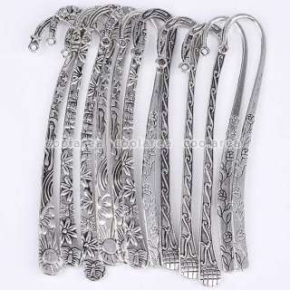 12pc Mixed Antique Tibetan Silver Carved Hook Bookmarks  