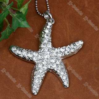 Starfish Rhinestone Silver Plated Pendant Fit Necklace  