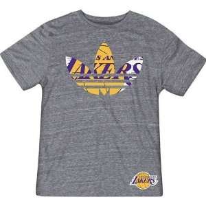 Los Angeles Lakers Team Trefoil T Shirt (Gray)  Sports 
