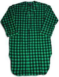   label mens long sleeve checkerboard flannel nightshirt green black