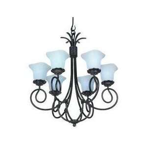  KALCO 4336CL PHILADELPHIA 6 LT. CHANDELIER, PIASTRA GLASS 