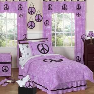  Purple Groovy Peace Sign Tie Dye Childrens Bedding   3 pc 