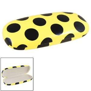 Amico Black Dotted Pattern Metal Oval Eyeglasses Case Yellow  