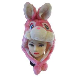  Plush Pink Rabbit Animal Hat   Rabbit Hat with Ear Flaps 