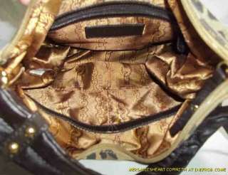 Handbag Tignanello Lther Cheetah Print Gold Zipper Accents Hobo New 