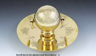 Rare Tiffany, Reed & Co Engraved Gilt Bronze Orb Inkwell c1850s  