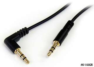   Slim 3.5mm (1/8) to Right Angle Stereo Audio Cable   M/M Gold Plated