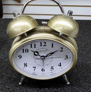 ALARM CLOCK  DOUBLE BELL BATTERY OPERATED BRONZEFINISH  