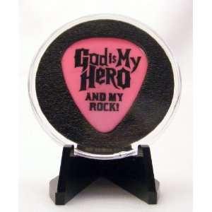 God Is My Hero/Psalm 182 Guitar Pick W/ MADE IN USA Display & Easel 