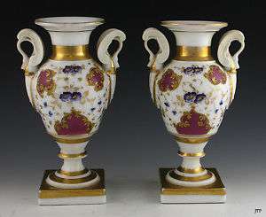 Pair of Classical Handpainted European Antique Vases  
