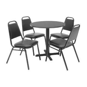  30 Inch Round Table and 4 Restaurant Stackers Set 