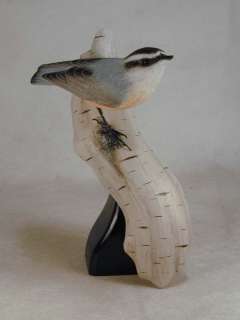 Red breasted Nuthatch Original Bird Wood Carving  