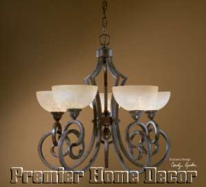 Old World Tuscan 5 Light Chandelier Frosted Globes Distressed Chestnut 