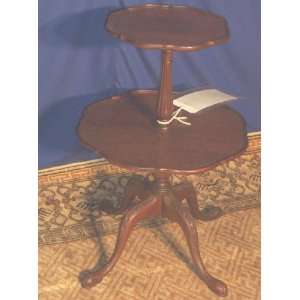   Mahogany Pie Crust Occasional Table Two Tiered, #mi67