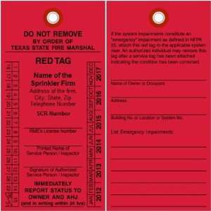  Red Inspection Tag Polypropylene Polylith Tag, 2.625 x 5 