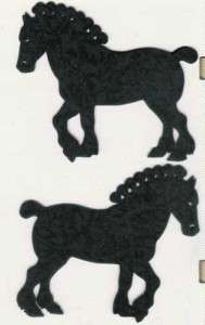 LASER QUILT APPLIQUE; black on black CLYDESDALE HORSES  