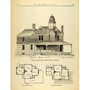  1884 Print Victorian House Verandah Architecture Design C 