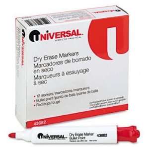  Universal® Dry Erase Marker MARKER,DRY,ERASE,BLT,RD (Pack 