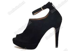 Women Vogue Platform Pumps High Heels Ankle Boots Shoes Black  