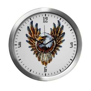   Wall Clock Bald Eagle with Feathers Dreamcatcher 