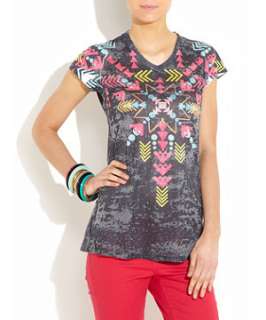 Black Pattern (Black) Fluro Aztec Print T Shirt  249433909  New Look