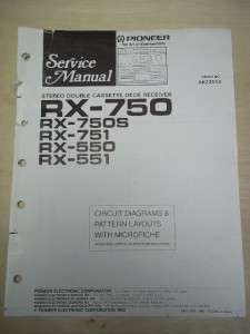 Pioneer Service Manual~RX 750/S/751/550/551 Cassette Deck Receiver 