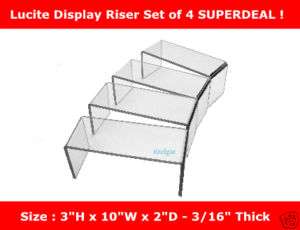 Plexiglass Riser Set of 4 LOT 3x10x2 3/16Thick  