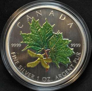 2002 Canada $5 Coloured Silver Maple Leaf  
