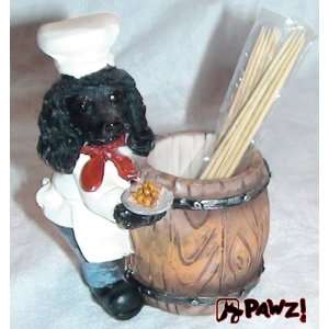  Poodle Black Chef Dog Toothpick Holder Figurine 