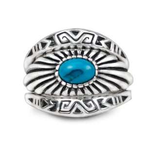  Sterling Silver Blue Turquoise Nesting Ring Trio: Jewelry