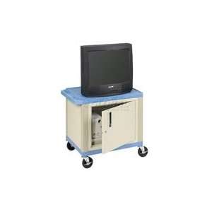  Utility Cart 3 Shelves Blue With Security Cabinet