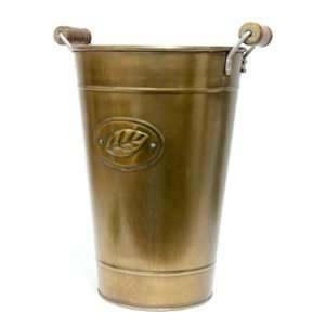    Metal Bronze Decorative Bucket with Wood Handles: Home & Kitchen