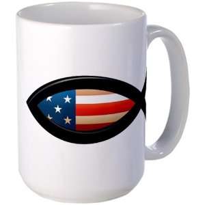   Large Mug Coffee Drink Cup US Christian Fish Ichthys 