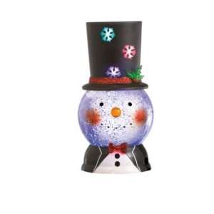   Lighted Snowman with Rotating Top Hat Glitterdome Decorations: Home