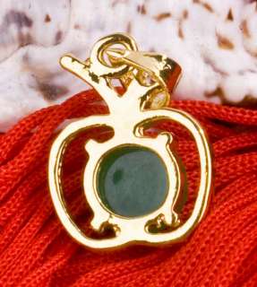 Jade & 18K Gold gp Apple Amulet Pendant Jewelry Q247  